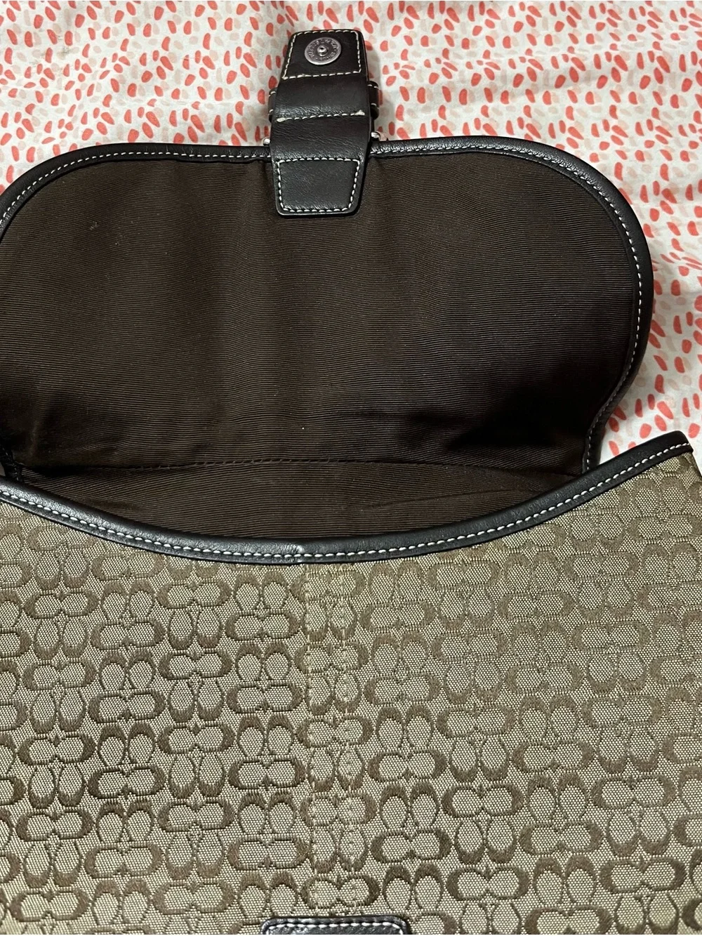 Coach Brown Signature Canvas Shoulder Bag with Dark Brown Leather Accents - Picture 10 of 12